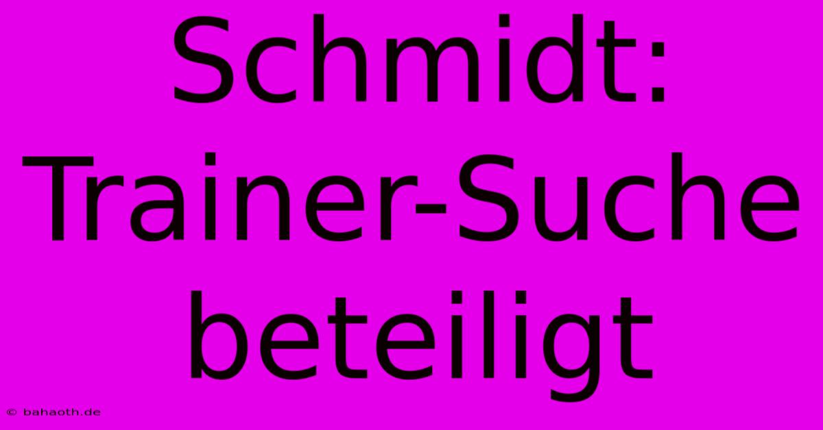 Schmidt:  Trainer-Suche Beteiligt