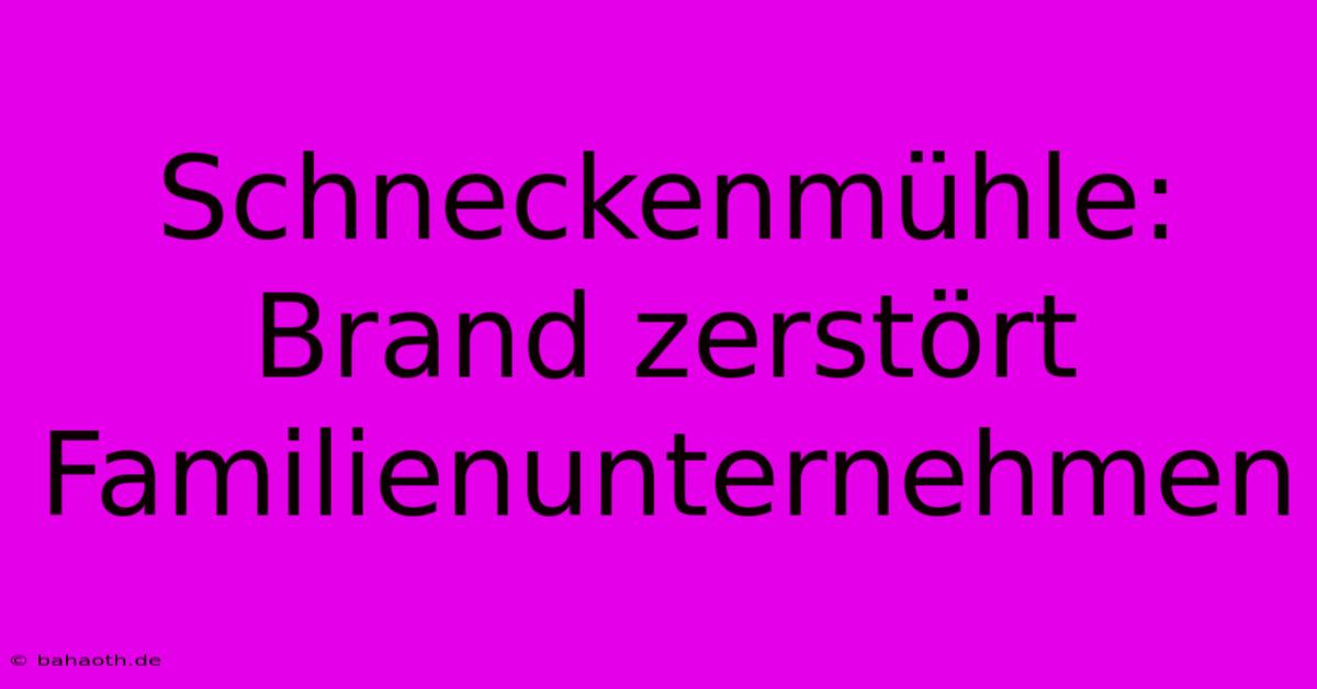 Schneckenmühle: Brand Zerstört Familienunternehmen