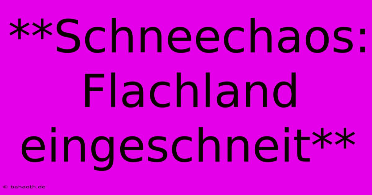 **Schneechaos:  Flachland Eingeschneit**