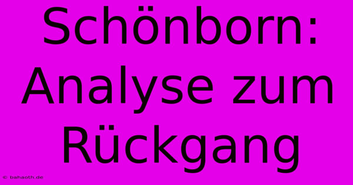 Schönborn:  Analyse Zum Rückgang