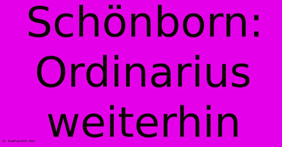 Schönborn:  Ordinarius Weiterhin