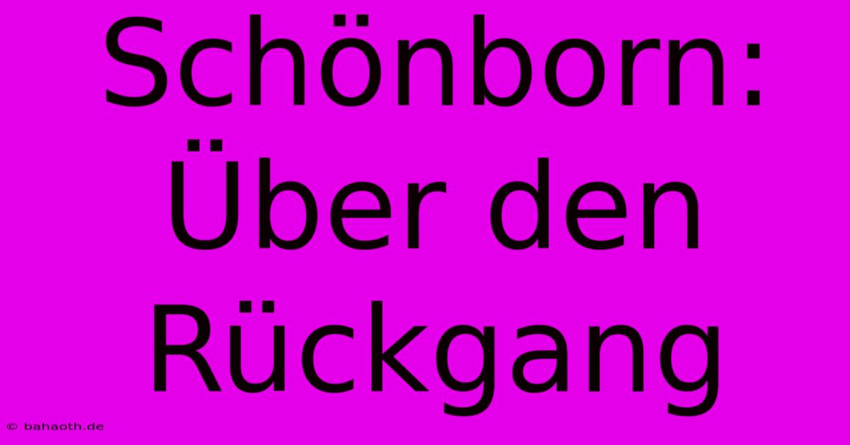 Schönborn:  Über Den Rückgang