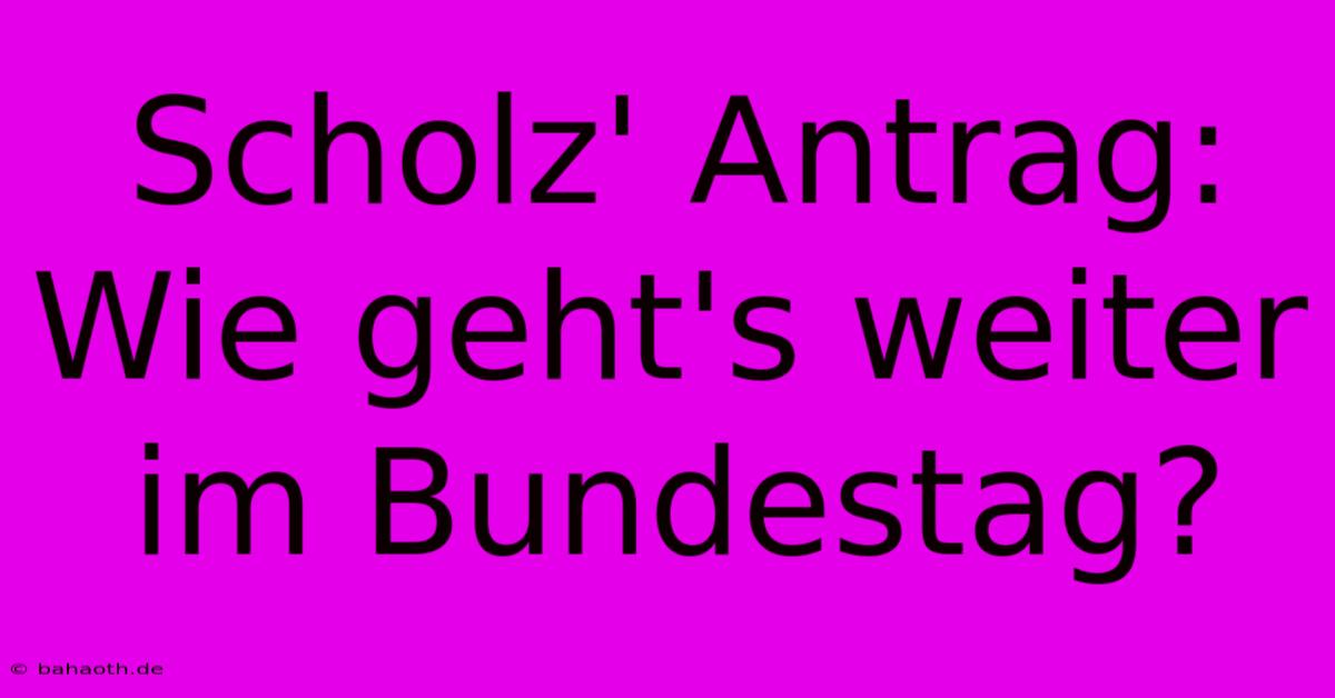 Scholz' Antrag: Wie Geht's Weiter Im Bundestag?