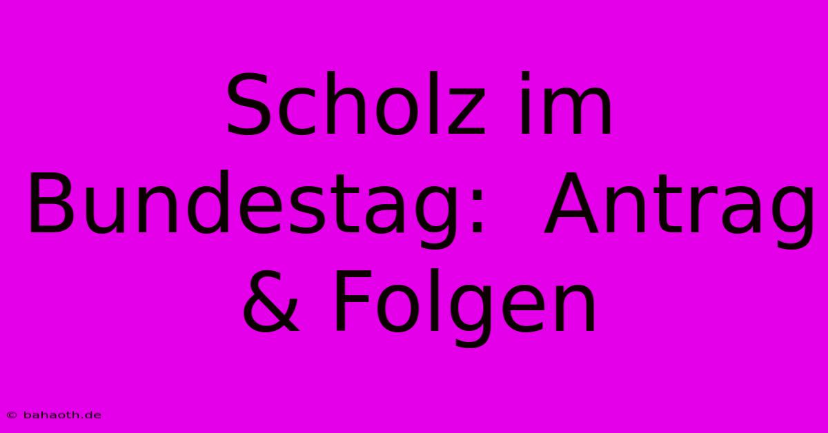 Scholz Im Bundestag:  Antrag & Folgen