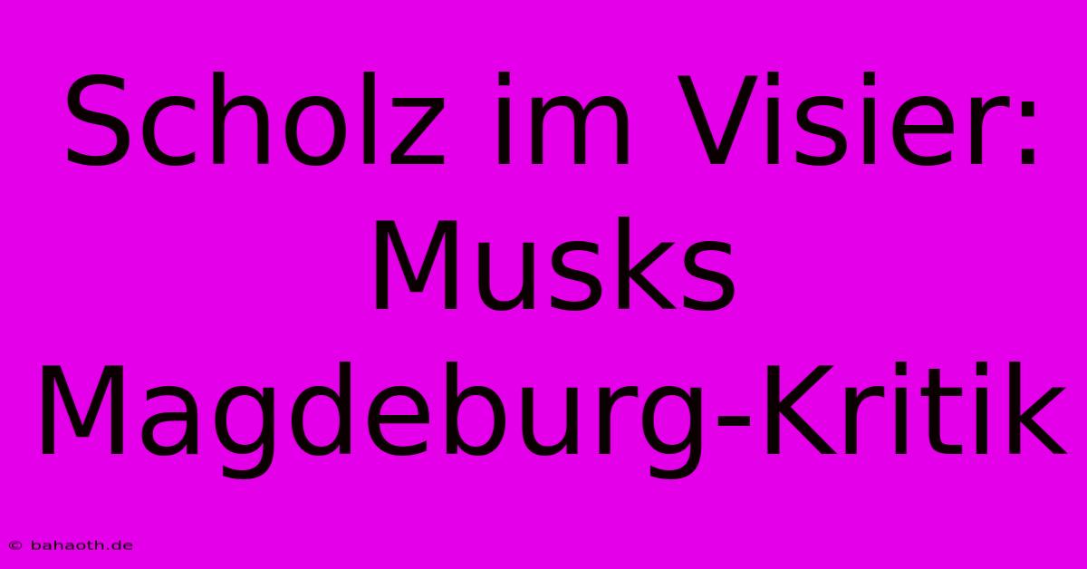 Scholz Im Visier: Musks Magdeburg-Kritik