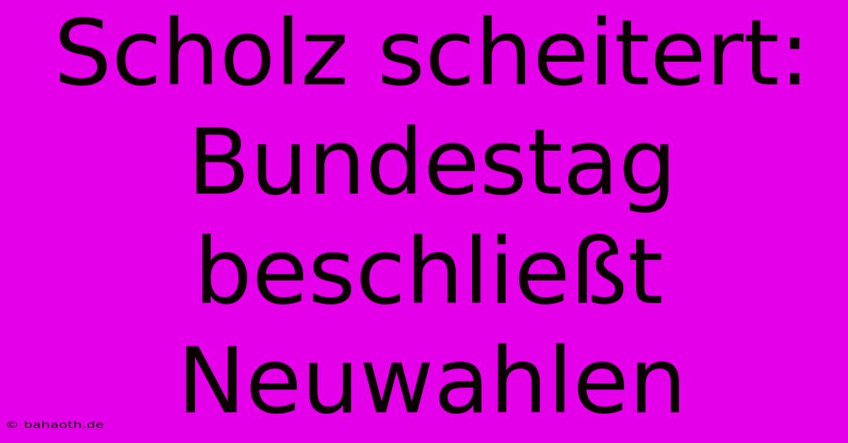Scholz Scheitert: Bundestag Beschließt Neuwahlen