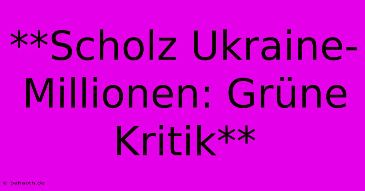 **Scholz Ukraine-Millionen: Grüne Kritik**