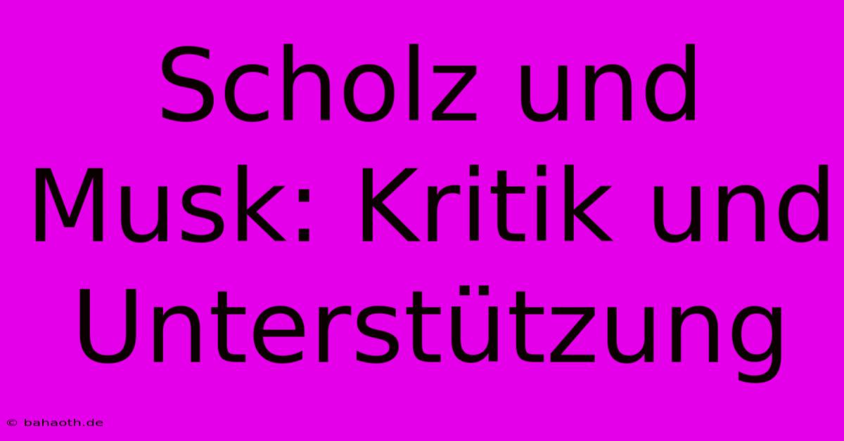 Scholz Und Musk: Kritik Und Unterstützung