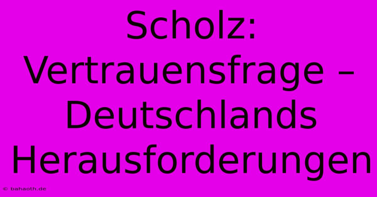 Scholz: Vertrauensfrage – Deutschlands Herausforderungen