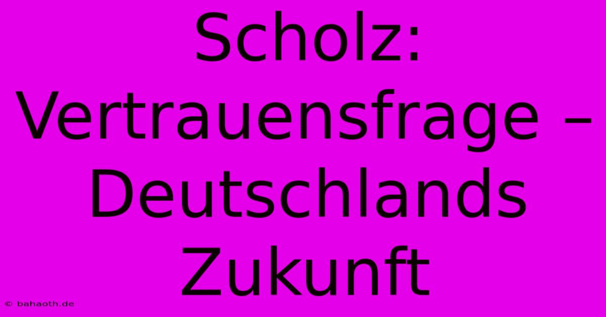 Scholz: Vertrauensfrage – Deutschlands Zukunft