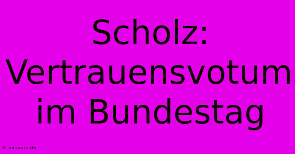 Scholz: Vertrauensvotum Im Bundestag