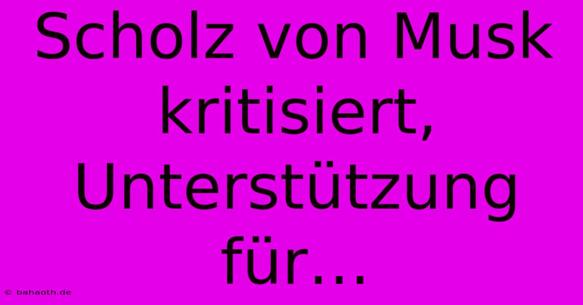 Scholz Von Musk Kritisiert, Unterstützung Für…