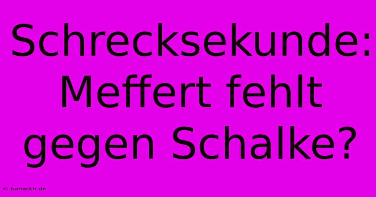 Schrecksekunde: Meffert Fehlt Gegen Schalke?