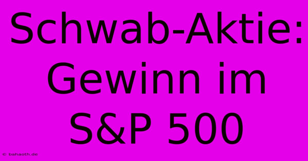 Schwab-Aktie: Gewinn Im S&P 500