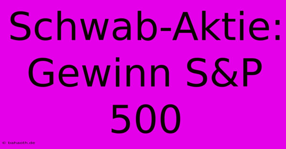 Schwab-Aktie: Gewinn S&P 500