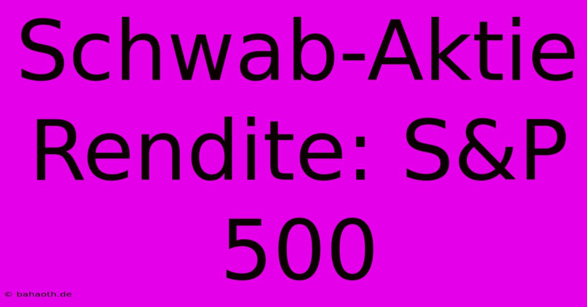 Schwab-Aktie Rendite: S&P 500