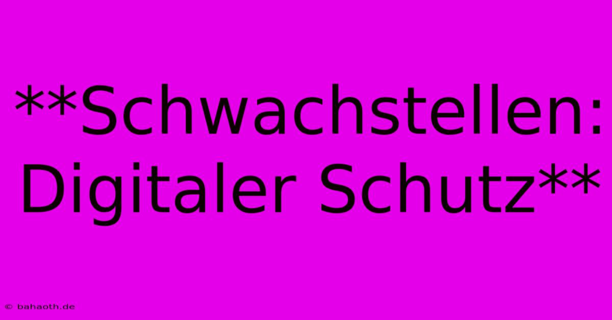 **Schwachstellen: Digitaler Schutz**