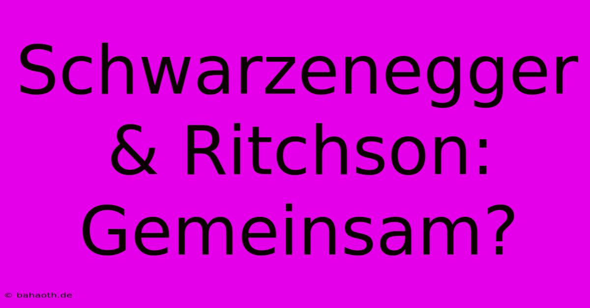 Schwarzenegger & Ritchson: Gemeinsam?