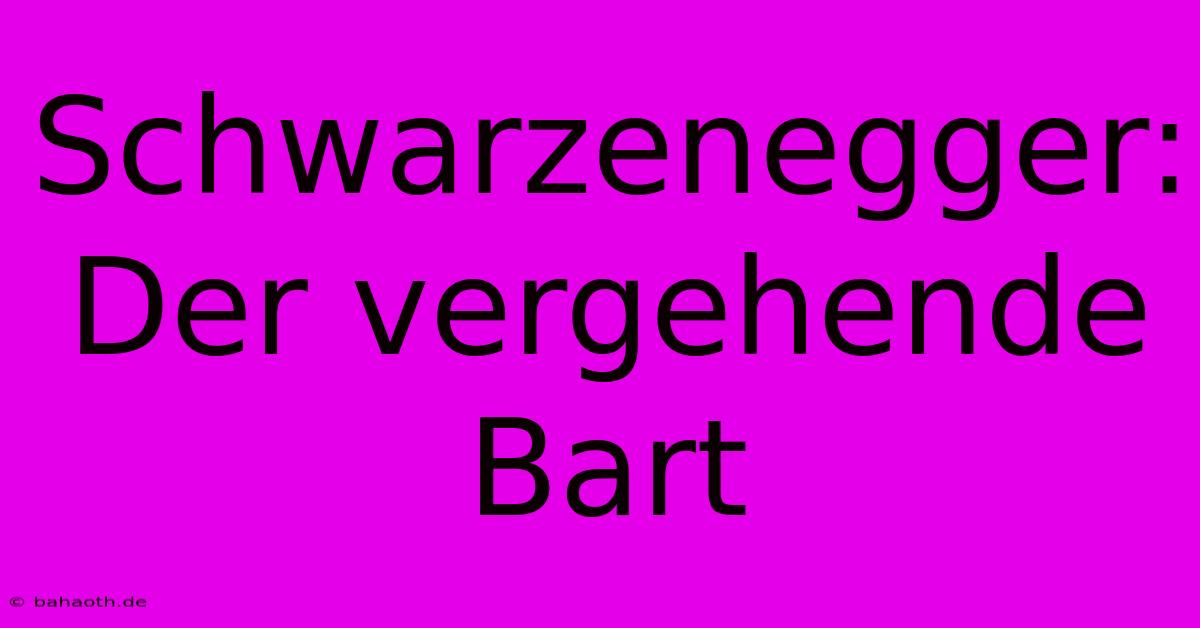 Schwarzenegger:  Der Vergehende Bart