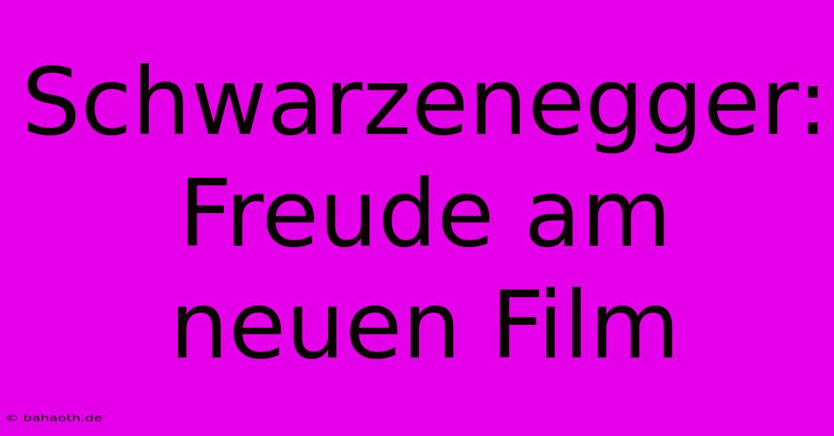 Schwarzenegger: Freude Am Neuen Film