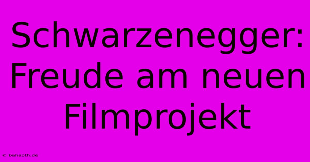 Schwarzenegger: Freude Am Neuen Filmprojekt