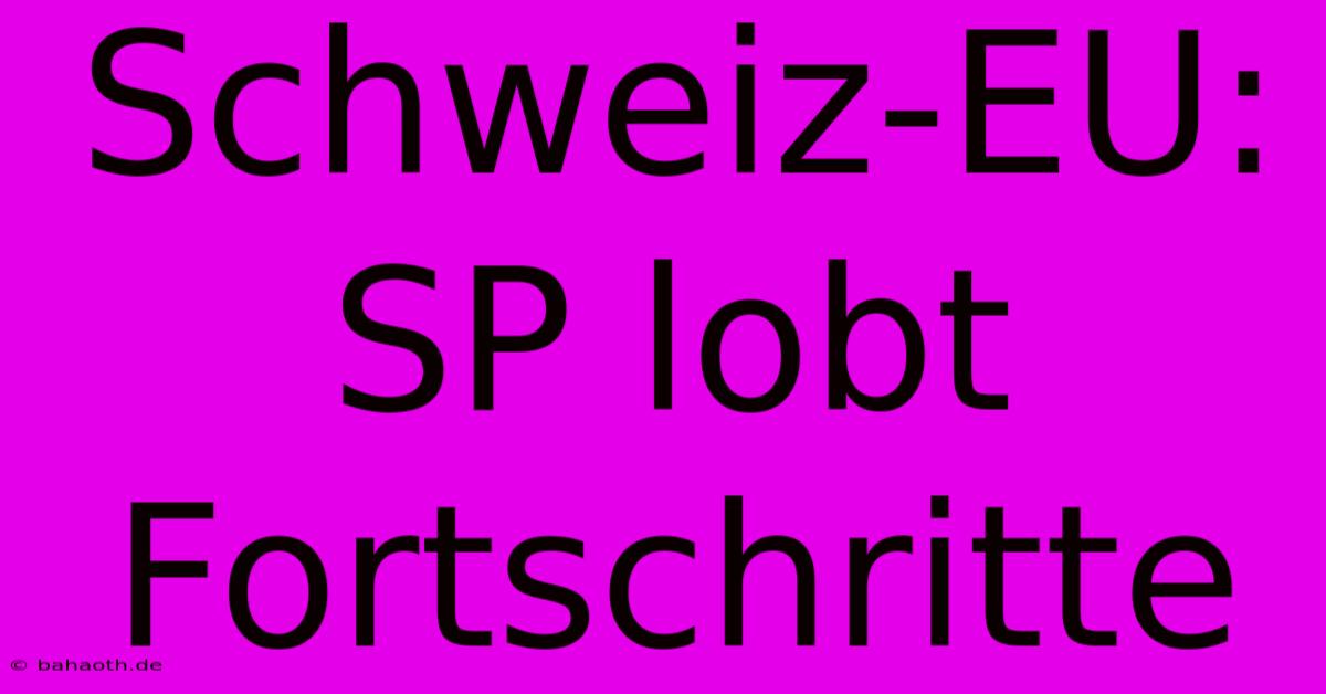 Schweiz-EU: SP Lobt Fortschritte