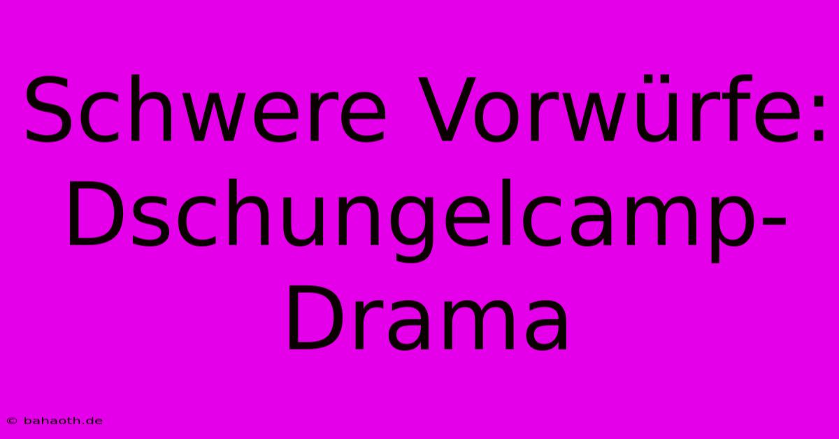 Schwere Vorwürfe: Dschungelcamp-Drama