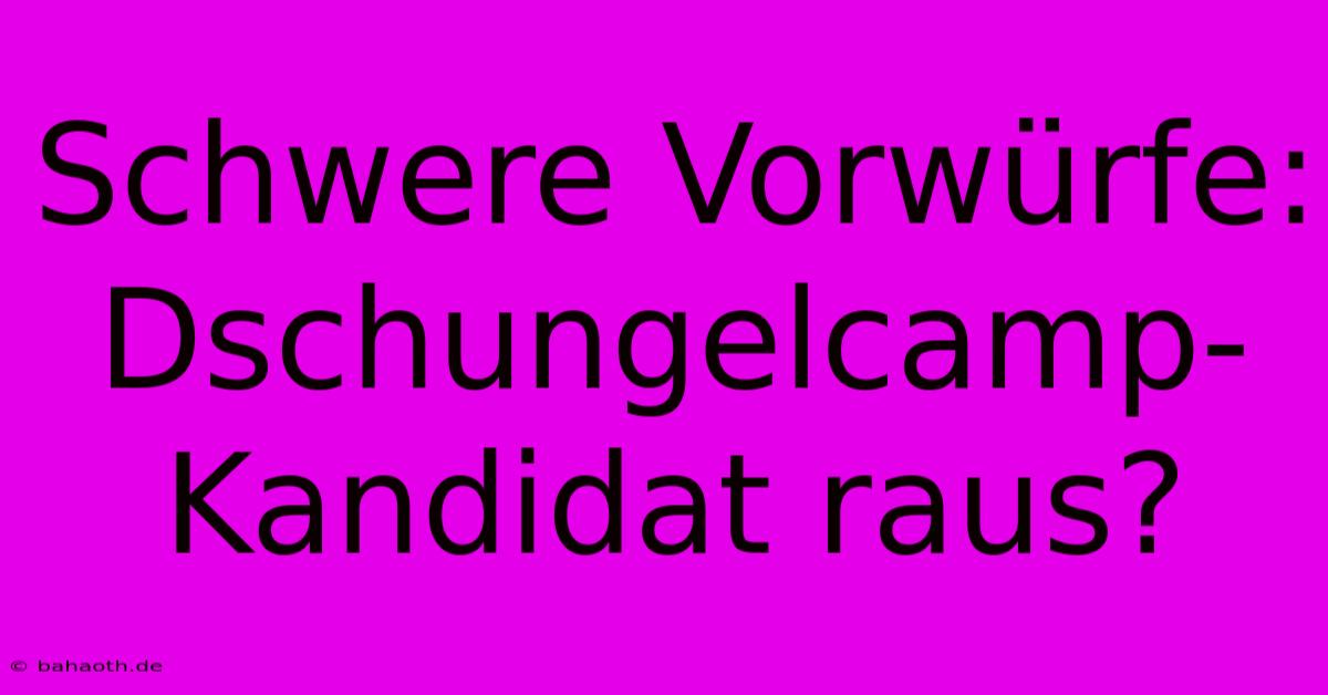 Schwere Vorwürfe: Dschungelcamp-Kandidat Raus?