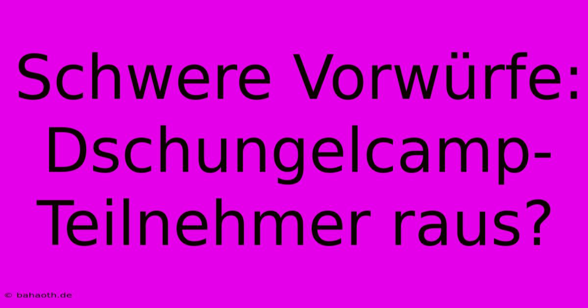 Schwere Vorwürfe: Dschungelcamp-Teilnehmer Raus?