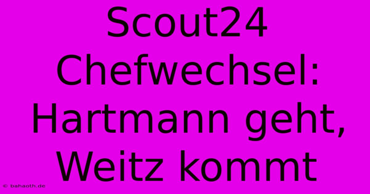 Scout24 Chefwechsel: Hartmann Geht, Weitz Kommt