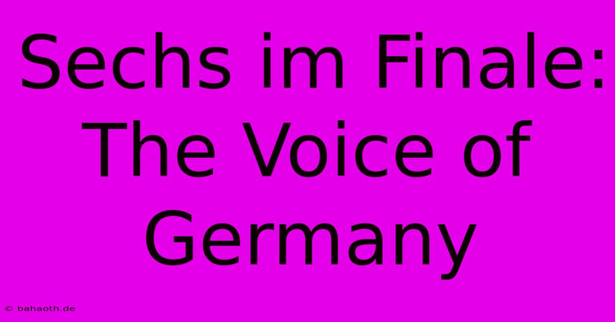 Sechs Im Finale: The Voice Of Germany