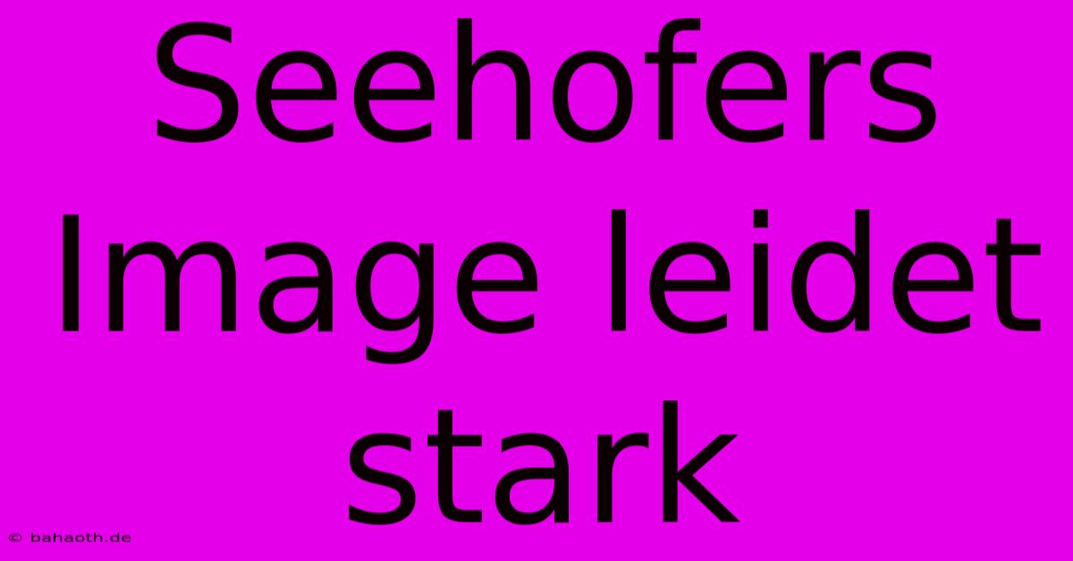 Seehofers Image Leidet Stark