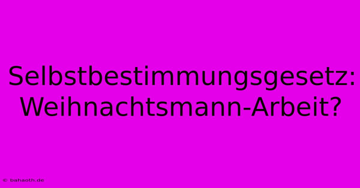 Selbstbestimmungsgesetz:  Weihnachtsmann-Arbeit?