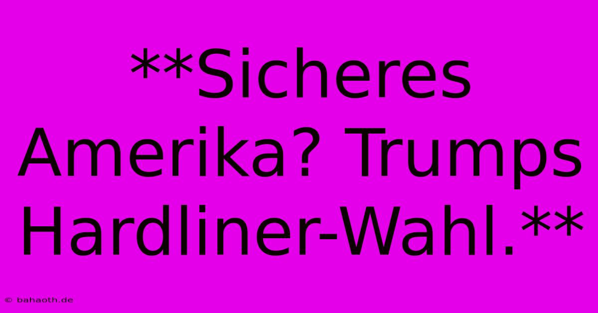 **Sicheres Amerika? Trumps Hardliner-Wahl.**