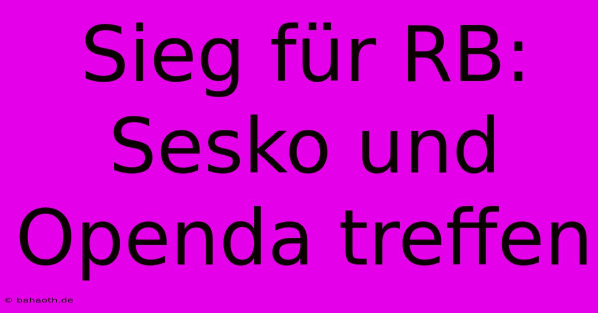 Sieg Für RB: Sesko Und Openda Treffen