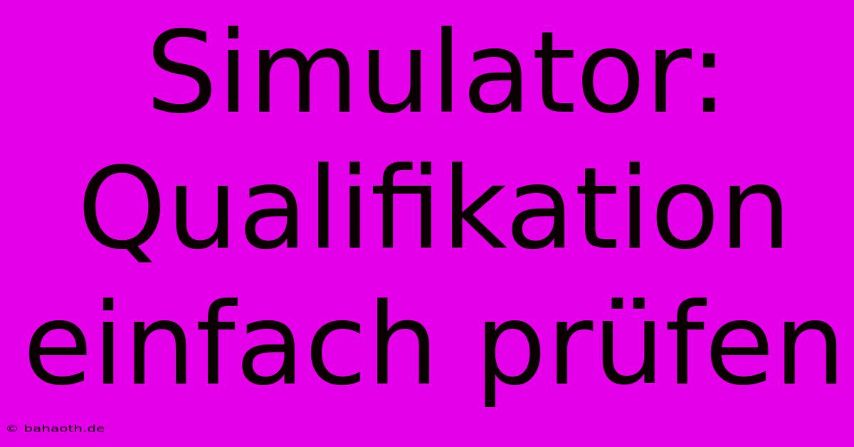 Simulator: Qualifikation Einfach Prüfen