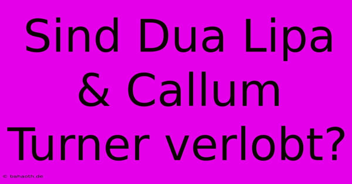 Sind Dua Lipa & Callum Turner Verlobt?