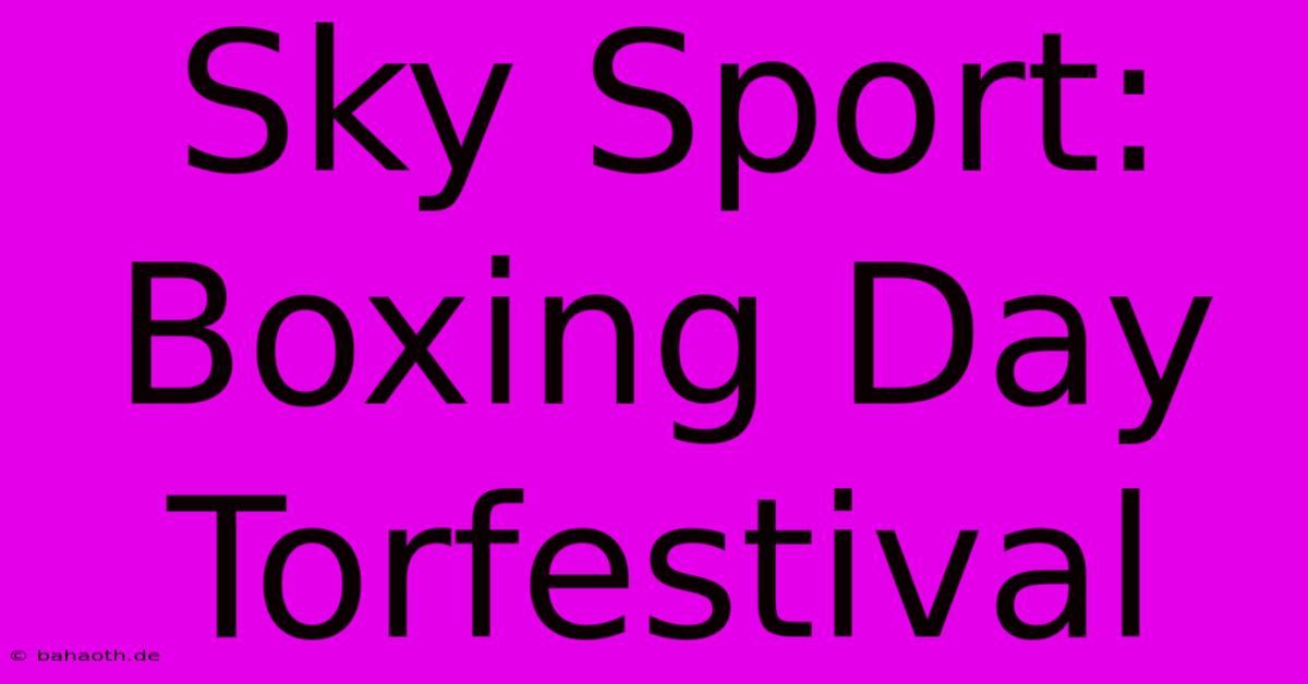 Sky Sport: Boxing Day Torfestival