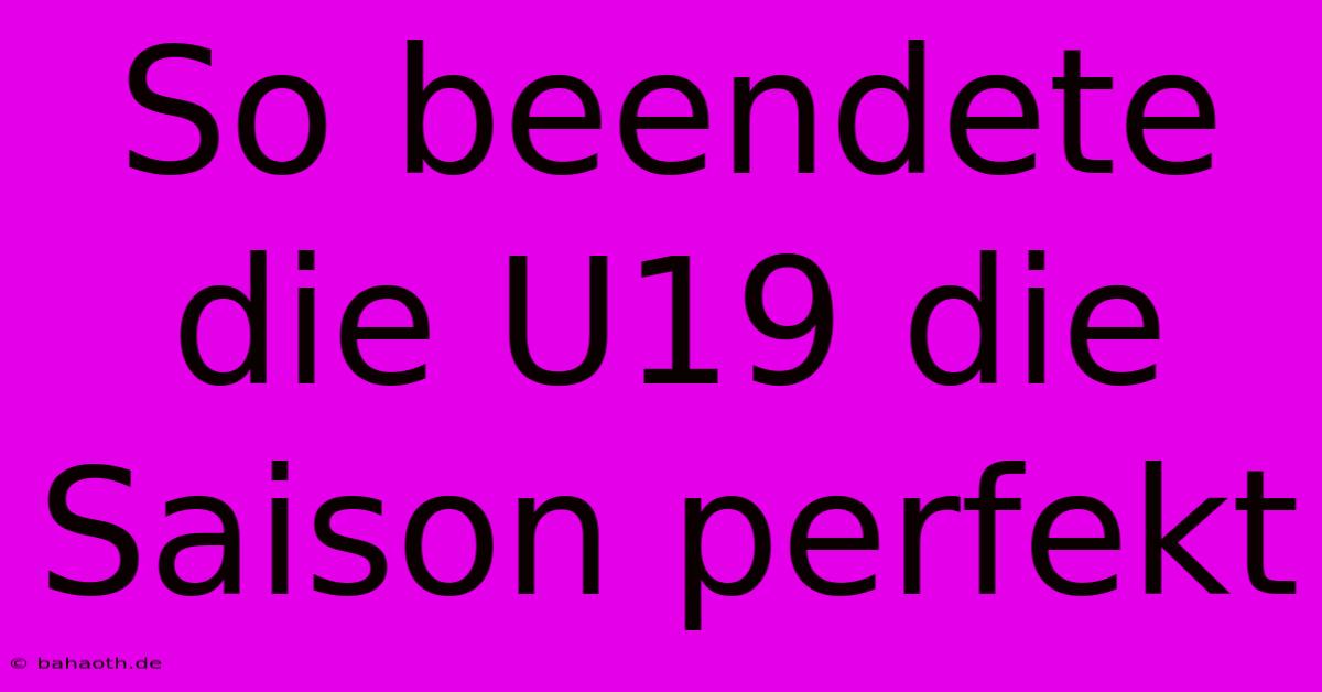 So Beendete Die U19 Die Saison Perfekt