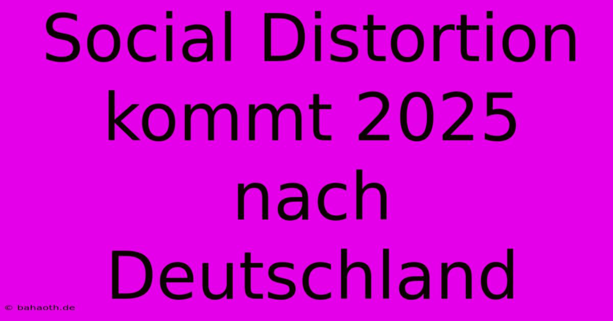 Social Distortion Kommt 2025 Nach Deutschland