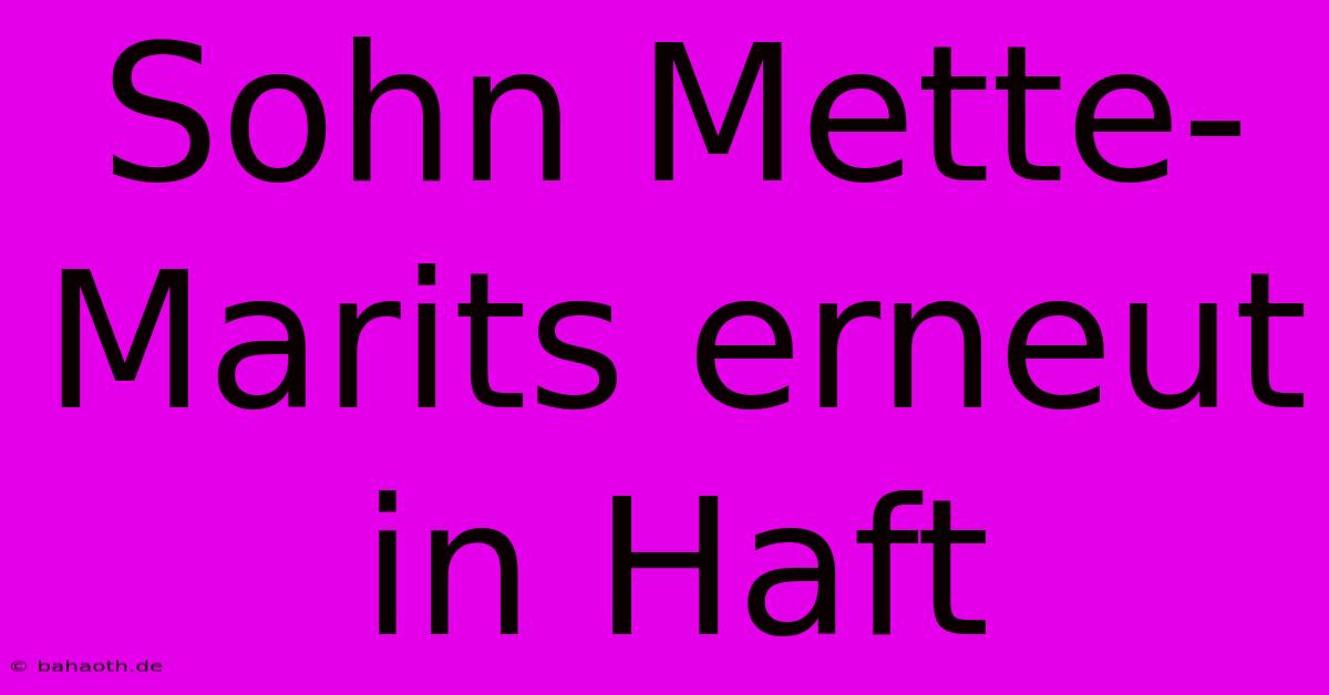 Sohn Mette-Marits Erneut In Haft