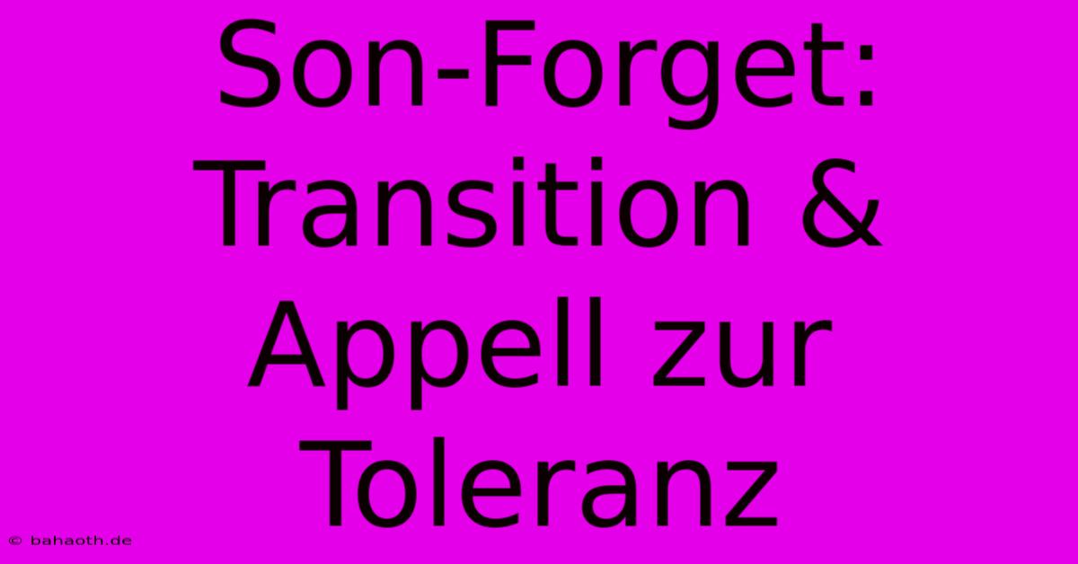 Son-Forget: Transition & Appell Zur Toleranz