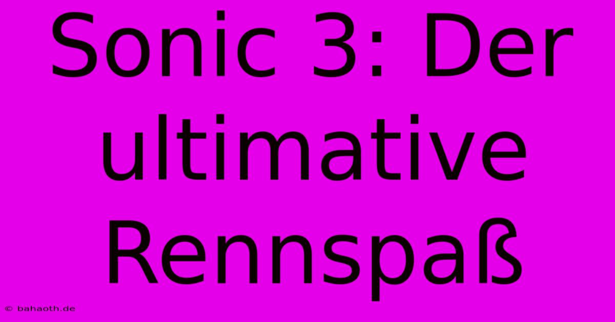 Sonic 3: Der Ultimative Rennspaß