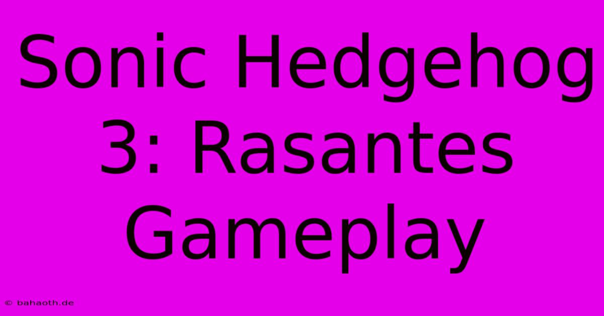 Sonic Hedgehog 3: Rasantes Gameplay