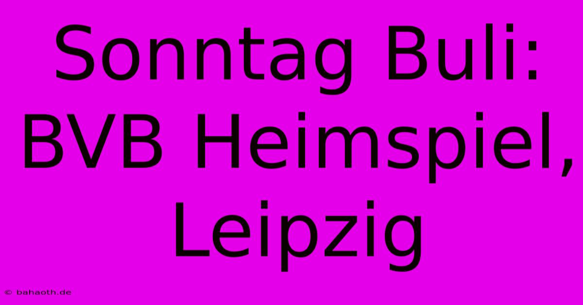 Sonntag Buli:  BVB Heimspiel, Leipzig