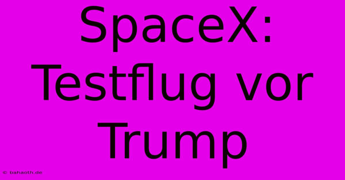 SpaceX: Testflug Vor Trump