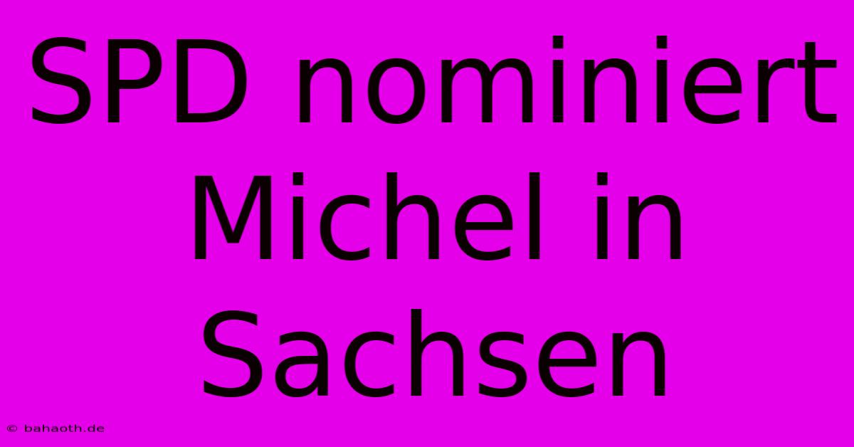 SPD Nominiert Michel In Sachsen