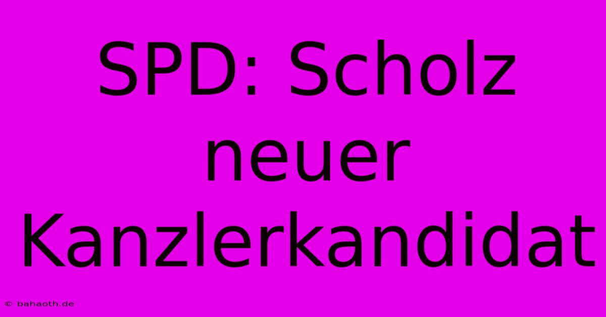 SPD: Scholz Neuer Kanzlerkandidat