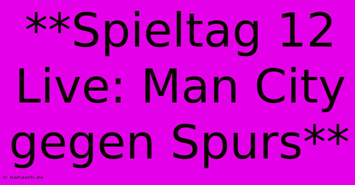 **Spieltag 12 Live: Man City Gegen Spurs**