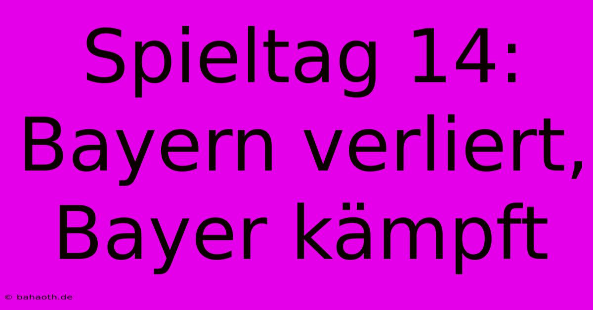 Spieltag 14: Bayern Verliert, Bayer Kämpft